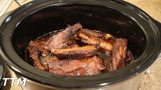 EASY Slow Cooker RibsOnly 2 Ingredients [upl. by Anirdnaxela]