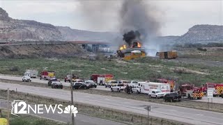 Evacuations remain in place after train derailment near ArizonaNew Mexico border [upl. by Ralyat]