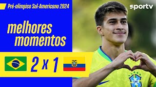 BRASIL 2 X 1 EQUADOR  MELHORES MOMENTOS  PRÉOLÍMPICO SULAMERICANO MASCULINO 2024  sportv [upl. by Maudie]