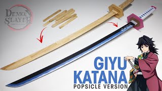 EASY amp SIMPLE DIY  Making Giyu Tomioka Katana using Popsicle  wTemplate  WITHOUT POWERTOOLS [upl. by Rennug411]