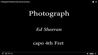 Photograph  Ed Sheeran Easy Chords and Lyrics 4th fret [upl. by Yahsan]