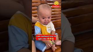 Mommy how to eat this 😅baby laughmuch shortsfeed funny [upl. by Auqinat]