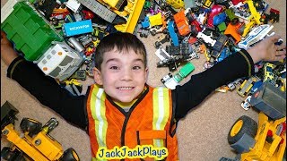 Pretend Play Cleanup Huge Toy Collection using Trucks amp Crazy Costumes  JackJackPlays [upl. by Flavius676]