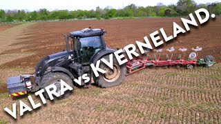 4Kᵁᴴᴰ April 2024 Foskett Farms Valtra S394 tractor and Kverneland LO85 7 furrow plough in Suffolk [upl. by Sewellyn]