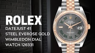 Rolex Datejust 41 Steel Everose Gold Wimbledon Dial Watch 126331  SwissWatchExpo [upl. by Rosalinde]