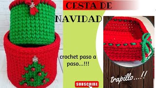 Cómo hacer cestas a crochet para NAVIDAD trapillo paso a paso [upl. by Fita]