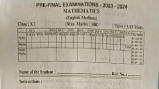 ap 10th class maths pre final exam question paper 202410th class pre final maths answer key 2023 [upl. by Kerek]