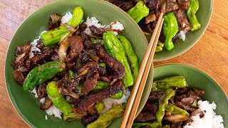 How To Make Mongolian Beef with Shishito Peppers By Rachael [upl. by Nerua]