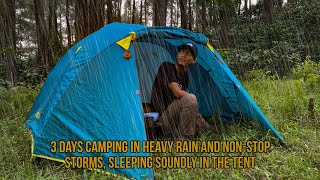 solo camping in heavy rain and nonstop storms sleeping soundly in a comfortable tent [upl. by Stilwell867]