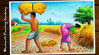 agriculture drawing of farmer working in the field [upl. by Ezeerb795]