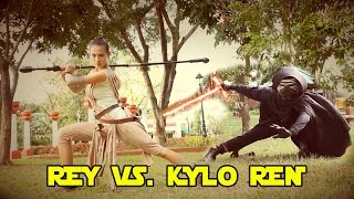 Star Wars The Force Awakens REY VS KYLO REN [upl. by Aroda]