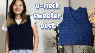 Crochet VNeck Sweater Vest Tutorial amp Free Written Pattern [upl. by Fatima]