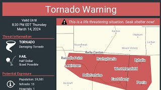 large wedge tornado near Wapakoneta Ohio 031424 severe weather coverage [upl. by Threlkeld545]