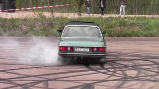 Blue Mercedes W123 OM605 Diesel Turbo Burnout Hedemora Sweden [upl. by Eesyak29]