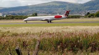 Loganair ERJ145 lands into Belfast BHD 15092024 [upl. by Ayatahs]