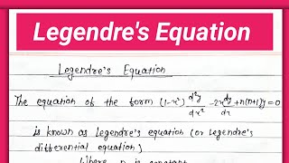 Legendres differential equation  Solution of Legendre differential equation  legendre polynomial [upl. by Lemert3]