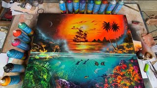 Sunset underwater pirate ship spray paint [upl. by Eetsim]