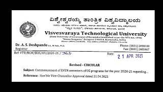 VTU UPDATE  21042021 VTU LATEST UPDATES  VTU UPDATE TODAY 2021  VTU ACADEMIC CALENDAR 2021 [upl. by Erreip66]