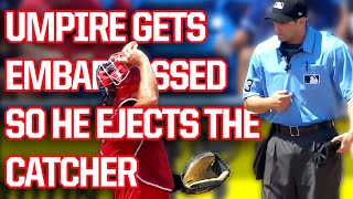 Umpire thinks the catcher embarrassed him and ejects him a breakdown [upl. by Shanda]