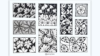 9 Zentangle Patterns For beginners  9 Doodle Patterns  9 easy zendoodle patterns [upl. by Dolloff]