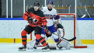 Highlights from Canada vs US in 2024 IIHF World Junior Championship pretournament action [upl. by Orvil414]