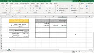 Depreciación en línea recta con Excel [upl. by Oetam437]