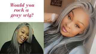 Would you rock a gray wig Outre Nessha 203 is HOT graywig outre neesha203 [upl. by Werbel431]