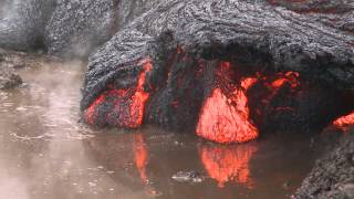 Puna lava flow advancing in the rain 11114 [upl. by Innig]