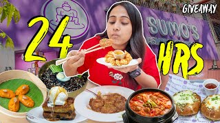 I ate at My Own Restaurant “THE SUMOs” for 24 Hours  GRAND GIVEAWAY🎁 [upl. by Karlens]