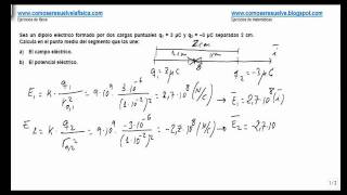 Fisica campo electrico calcular campo y potencial electrico de un dipolo [upl. by Rollo]