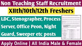 NON TEACHING STAFF RECRUITMENT 2024  8TH10TH12TH PASS PERMANENT JOBS [upl. by Larok]