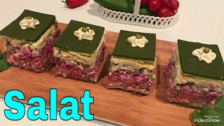 Taxlama salat perojnie салат пирожные Salad cakes [upl. by Kcirdez]