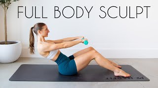 30 MIN FULL BODY SCULPT  Low Impact Pilates Style Light Weights [upl. by Airemat]