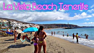 Las Vistas Beach Tenerife  The Best Beach Walk in Paradise  4k City Life [upl. by Philina]