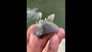 Bicolor Tourmaline Crystals Perched on Smoky Quartz from Afghanistan crystals minerals gemstone [upl. by Samella]