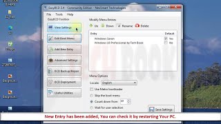 How to Recover Deleted Boot Entry in EasyBCD How to Add New Boot OS Entry in EasyBCD  Tech Book [upl. by Htevi383]