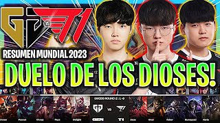 FAKER vs CHOVY EL DUELO ENTRE LOS DIOSES EN EL MUNDIAL  GEN vs T1 WORLDS SWISS STAGE 2023 DÍA 2 [upl. by Odlanyer]