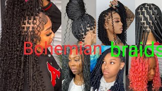 Knotless Braids Hairstyles 2024 Bohemian Braids styles🔥 [upl. by Serg]