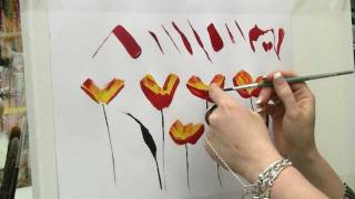 Acrylmalen Malen lernen Übungen zur Mohnblume Acrylic painting Tutorial Demo floral painting [upl. by Georgi]