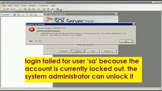 login failed for user sa because the account is currently locked out administrator can unlock it [upl. by Letsyrc]