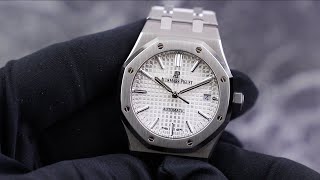 Audemars Piguet Royal Oak 37mm 15450ST White Unboxing amp Presentation [upl. by Tillinger428]