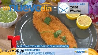 Recetas de cocina Pescado empanizado con salsa  Un Nuevo Día  Telemundo [upl. by Esilec]