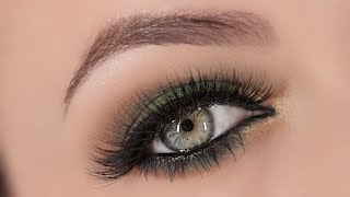 Green amp Gold Smokey Eye Makeup Tutorial [upl. by Goodard]