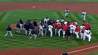 ALCS Gm3 Red Sox Martiez Ramirez Yankees Clemens Zimmer in benchesclearing [upl. by Neelehtak]