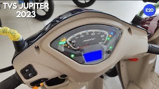 Tvs Jupiter ZX 2023 110cc Model with E20 and OBD2 Updates Review  Mileage  Specifcations [upl. by Calisa295]