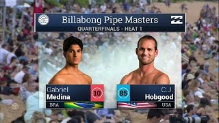 Gabriel Medina vs CJ Hobgood  2015 Billabong Pipe Masters QuarterFinals H1 Recap [upl. by Scholem]