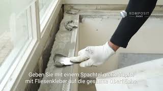 Anbringen einer Fensterbank mit Fliesenkleber vor den Putzarbeiten [upl. by Aiksa929]