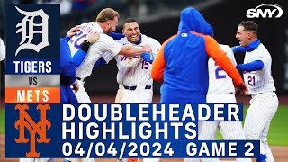 Mets walk off with first win of season  Mets vs Tigers Game 2 4424  NY Mets Highlights  SNY [upl. by Kimberlee]