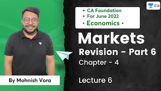 L6 Markets  Revision Part 6  Economics Chapter 4  Mohnish Vora  CA Foundation [upl. by Onairotciv88]