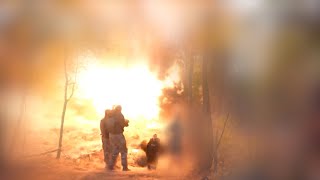 Moment A Russian Shell Lands Next To An RFERL Crew In Ukraine [upl. by Blodgett]